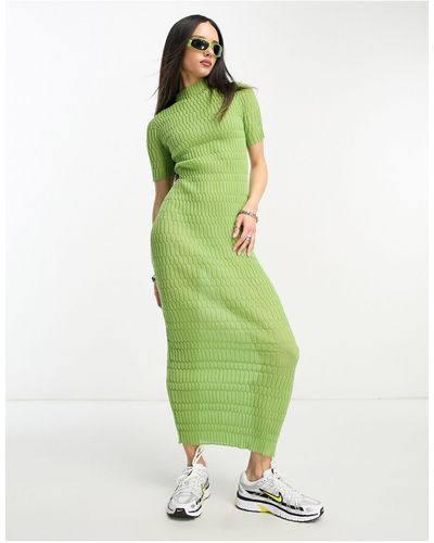 Weekday Claire Knitted Midi Dress - Green