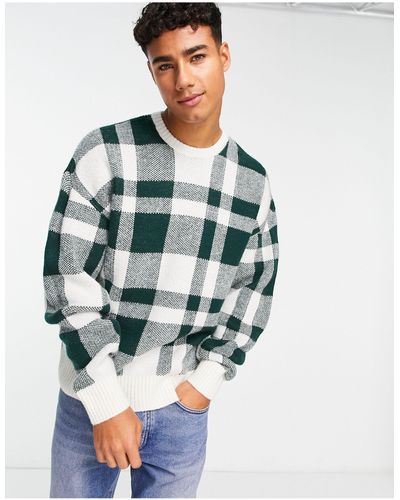 New Look Large Check Relaxed Fit Sweater - Blue