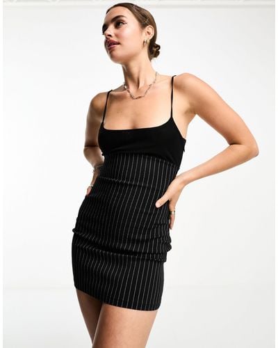 Collusion Pinstripe Mini Dress - Black
