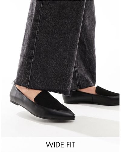 London Rebel Pointed Flat Loafers - Black