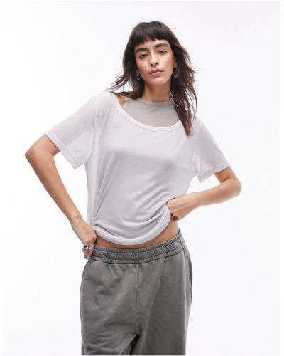 TOPSHOP Premium Basic Sheer Double Loose Fit Tee - White