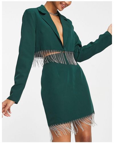 Saint Genies Tailored Mini Skirt Co-ord With Embellishment Trim - Green