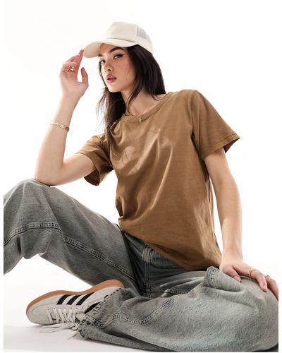 Cotton On Cotton on - t-shirt classique décontracté style années 90 - marron délavé - Multicolore