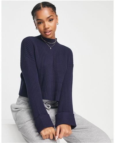 New Look Knitted Oversized Ribbed Sweater - Blue