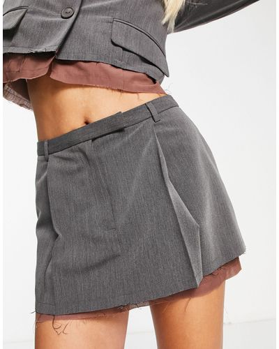Collusion Micro Skirt With Raw Edge Detailing - Grey