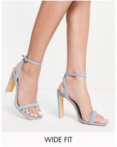 Glamorous – riemchen-sandaletten aus em jeansstoff, weite passform - Weiß