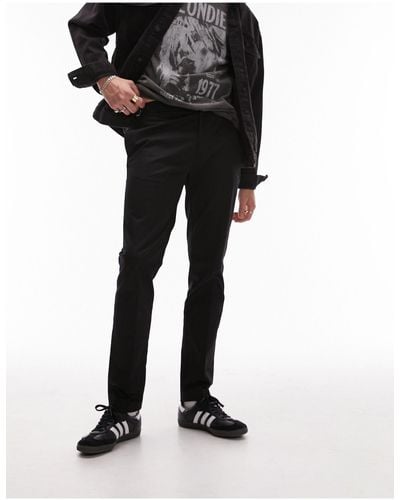 TOPMAN Smart Slim Chino Trousers - Black