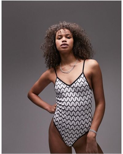 TOPSHOP Knit Swimsuit - Gray