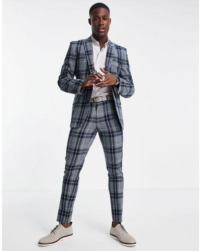 ASOS Super Skinny Suit Trousers With Tartan Check - Grey