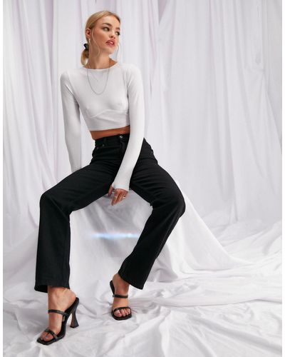 ASOS – gerade geschnittene jeans im stil der 90er mit halbhohem bund - Schwarz