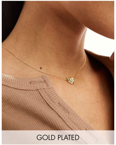 Orelia 18k Gold Plated Molten Heart Pendant Short Length Necklace - Brown
