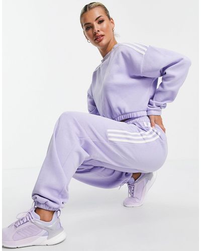 adidas Originals Adidas Training Oversized sweatpants With Three Stripes - Purple