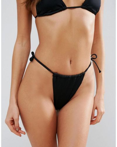 Missguided High Leg String Bikini Bottom - Black