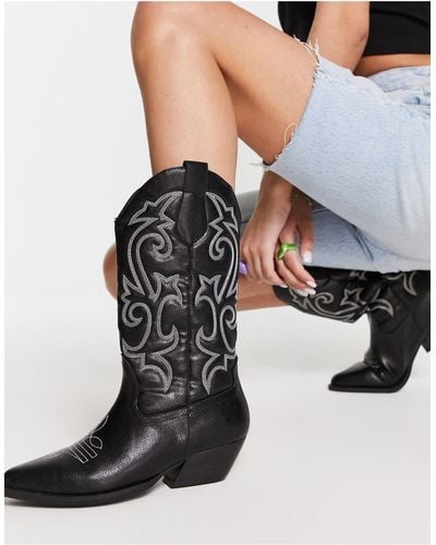 ASOS Andi Flat Western Knee Boots - Black