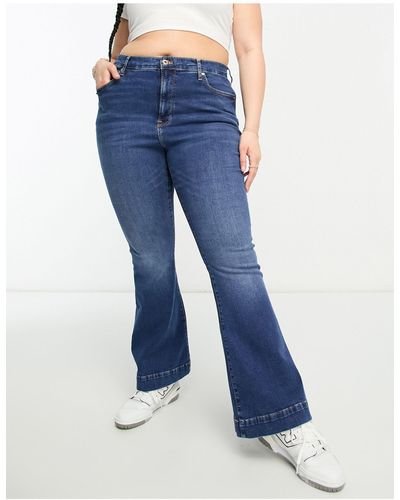 River Island Jeans a zampa medio a vita alta - Blu