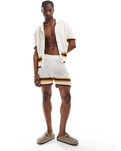 Reclaimed (vintage) – shorts aus häkelstrick - Weiß