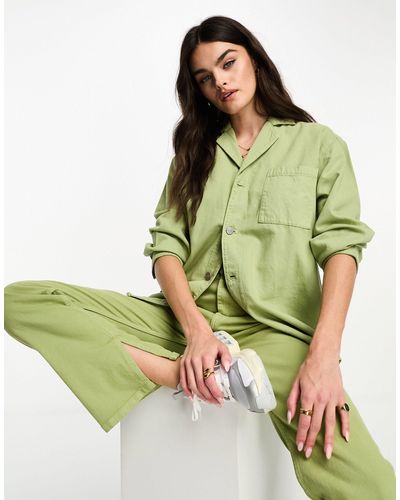 WÅVEN – oversize-hemd aus denim - Grün