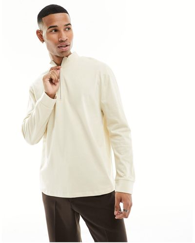 ASOS Long Sleeve Relaxed Fit T-shirt With Funnel Neck - White