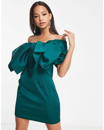 EVER NEW Dramatic Bow Mini Dress - Green