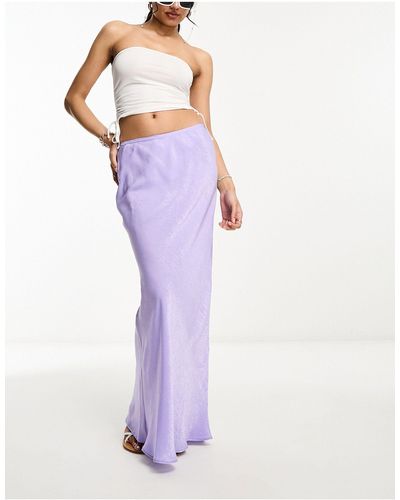 River Island Satin Bias Midi Skirt - Purple