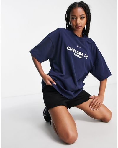 Nike Football Camiseta extragrande con diseño del chelsea football club - Azul