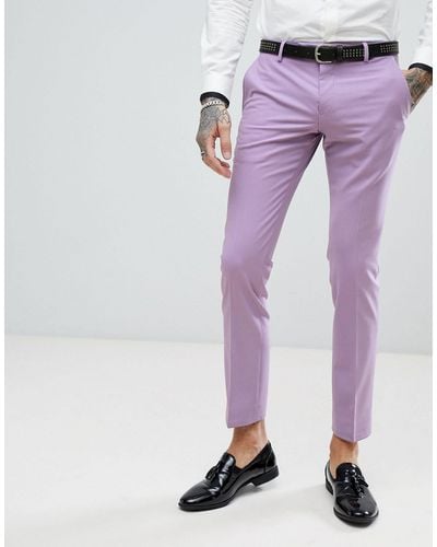 Noose And Monkey Wedding Super Skinny Suit Trousers - Purple