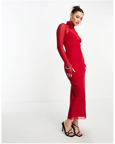 AFRM Shailene Rosette Midi Dress - Red