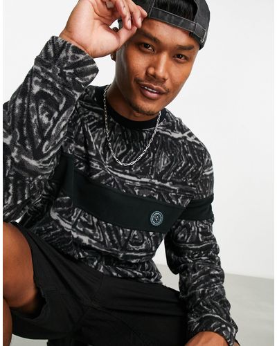 Quiksilver Flame On - Sweatshirt Van Fleece Met Aztekenprint - Zwart