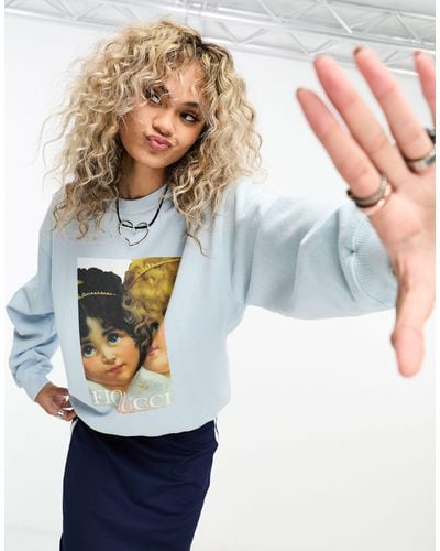 Fiorucci Relaxed Sweatshirt With Angels Poster Graphic - Blue