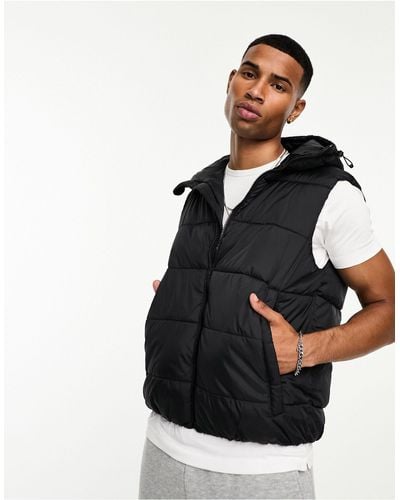 French Connection Puffer Gilet With Hood - Black