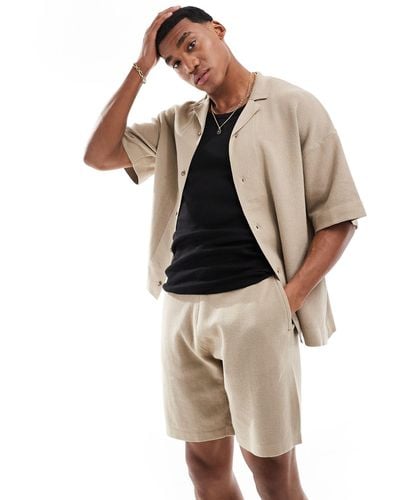 ADPT Co-ord Oversized Knitted Shirt - Natural
