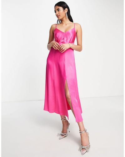 Closet Geplooide Midi-jurk Van Satijn - Roze