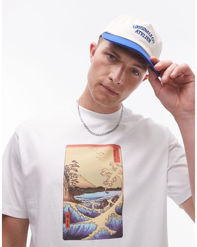 TOPMAN X Ashmolean Oversized Fit T-shirt With Wave And Volcano Print - White