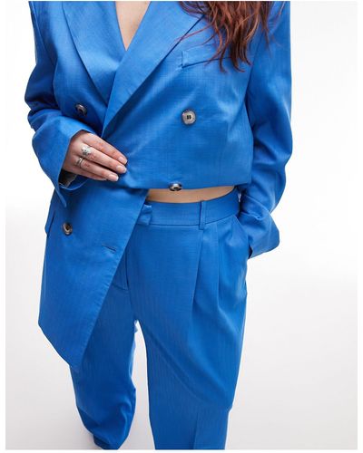 TOPSHOP Curve - pantalon coupe masculine - tonique - Bleu