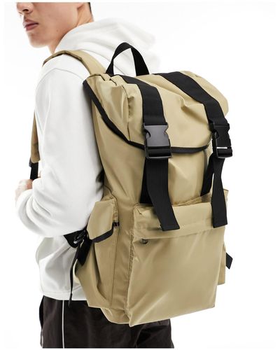 ASOS Large Backpack Bag With Cargo Pockets And Black Trim - Multicolour