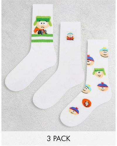 ASOS 3 Pack Sports Socks With South Park Print - White