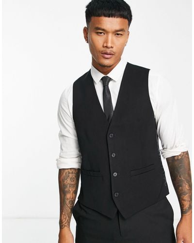 French Connection Slim Fit Dinner Suit Waistcoat - Black