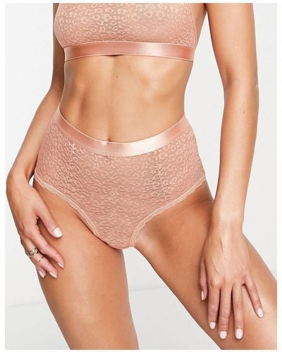 Brave Soul Lace High Waisted Brief - Brown