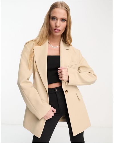 ASOS Blazer With exaggerated Shoulder - Natural