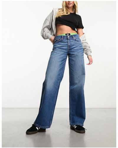 Weekday Ample Low Waist Loose Fit Straight Leg Jeans - Blue