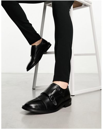 Walk London Oliver - chaussures avec bride à boucle en cuir - noir - Blanc