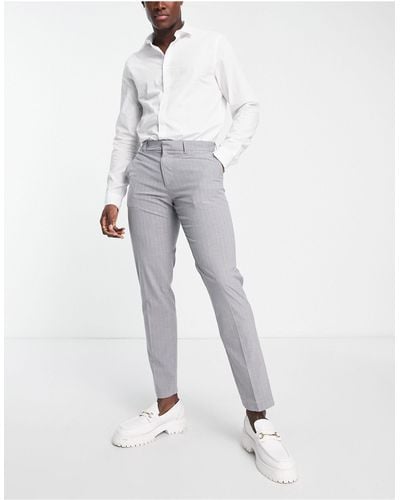 New Look Pantaloni skinny grigi gessati - Bianco