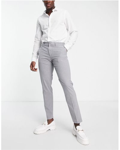 New Look Pantalon élégant coupe ajustée à fines rayures - gris - Blanc