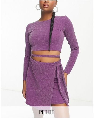Pieces Tie Side Mini Skirt - Purple