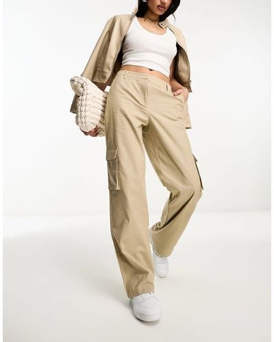 NA-KD Linen Cargo Trousers - Natural