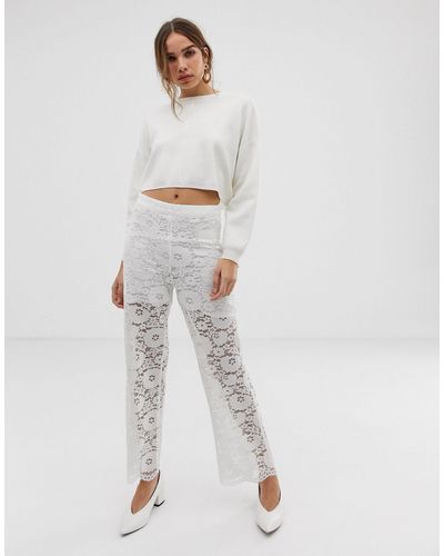 Minimum Moves By Lace Trousers - White