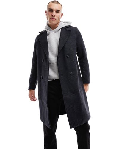 Only & Sons Oversized Wool Mix Overcoat - Blue