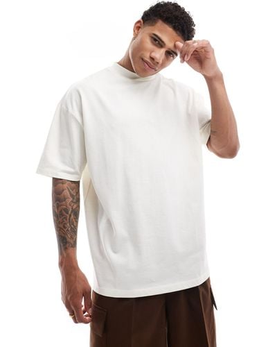 ASOS 240gsm Heavyweight Oversized Fit T-shirt With Turtle Neck - White