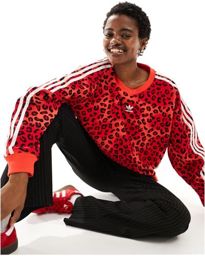 adidas Originals – leopard luxe – sweatshirt - Rot