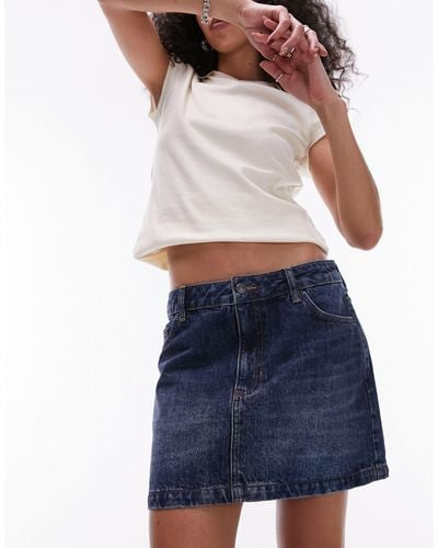 TOPSHOP Denim Mini Pelmet Skirt - White